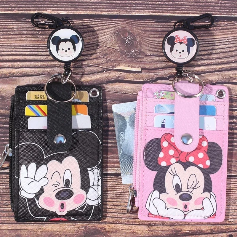 Disney Mickey Minnie Hanging Neck Card Holder Card Stitch Cartoon Id Card