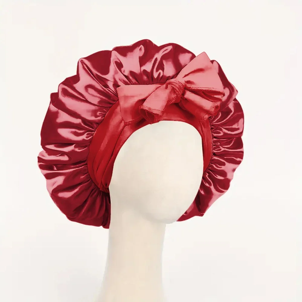 Unisex Premium Satin Silk Hair Bonnet with Adjustable Tie Band Anti-Frizz Protective Sleep Cap for Women And Men