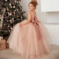 Nouvelle robe de demoiselle d'honneur de luxe pour filles de 8 à 12 ans, robe à col en V, longue, transparente, costume de fête, costume de carnaval 4