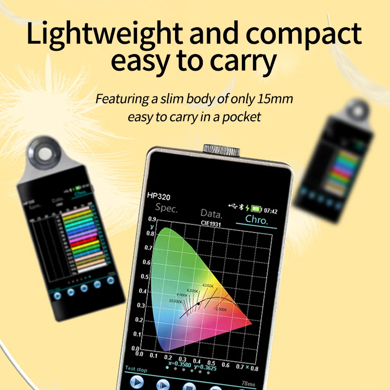 Hp330 portátil light-up tester cct, cri, lux