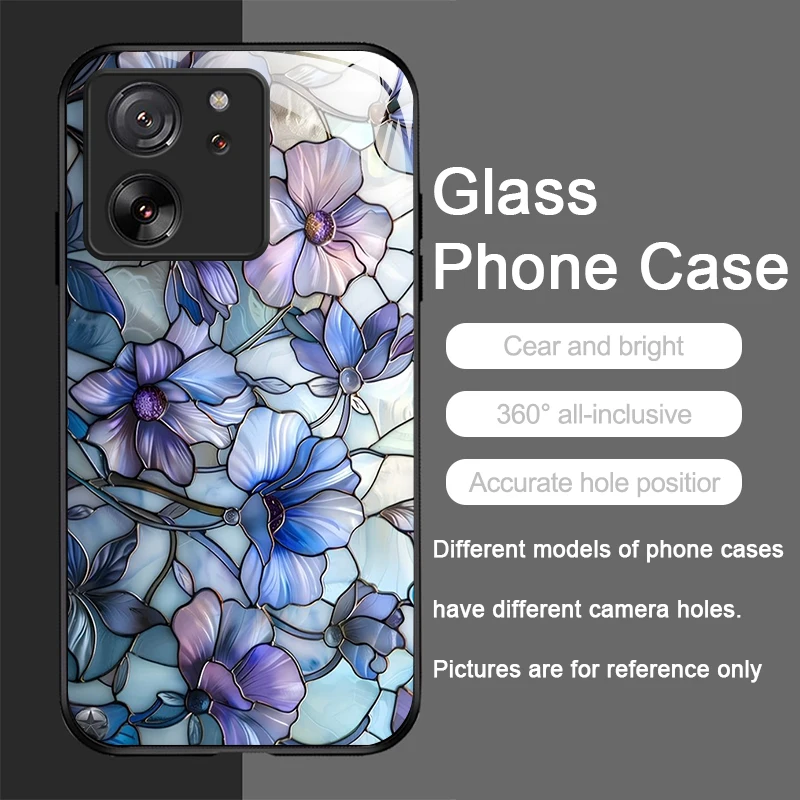 Luxury Flower Marble Texture Tempered Glass Phone Case - Elegant Design, Durable Hard Cover