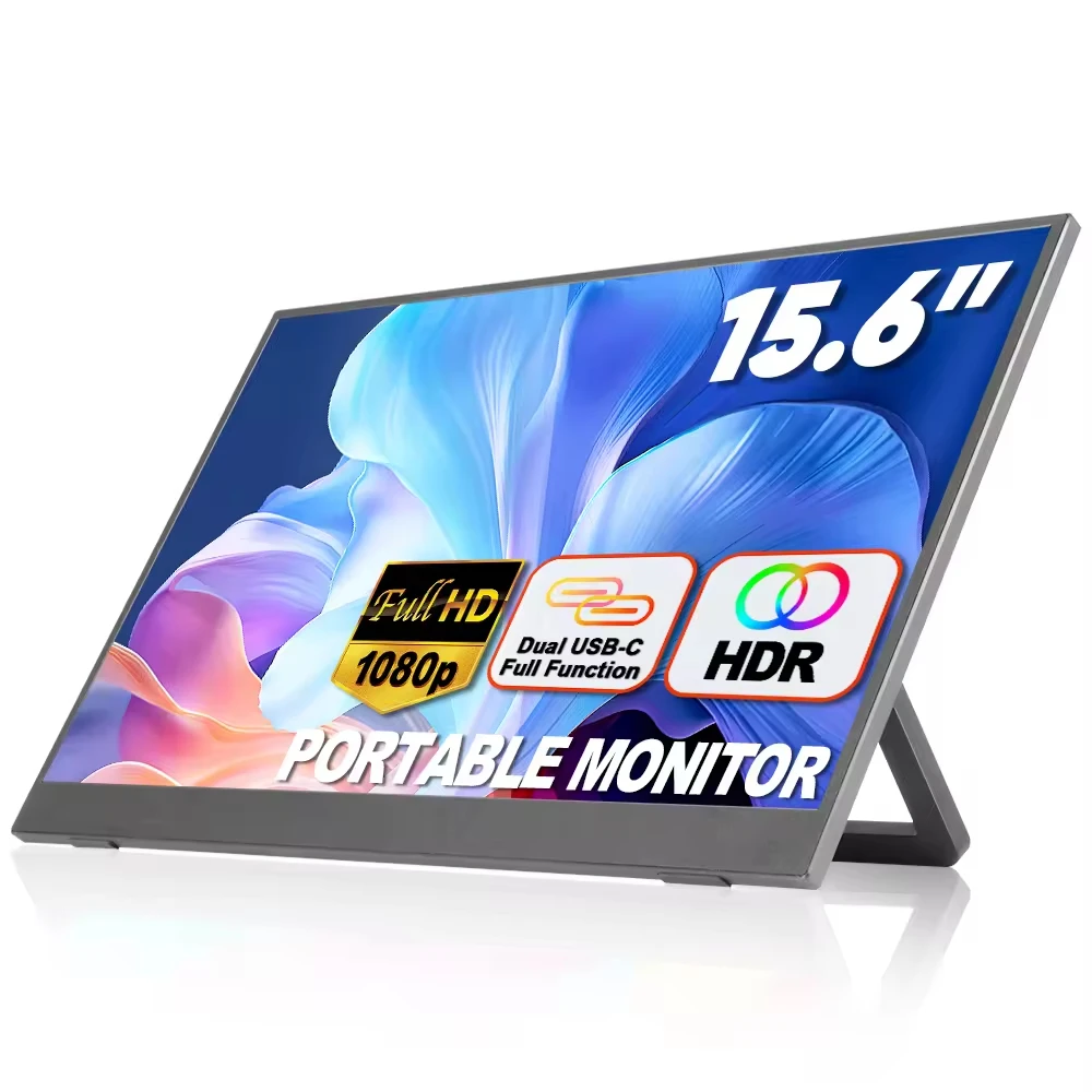 14 15.6 17.5 18.5 인치 FHD 2.5K IPS 컴퓨터 디스플레이 스마트 커버 및 스피커 USB C 및 미니 HD 입력 포터블