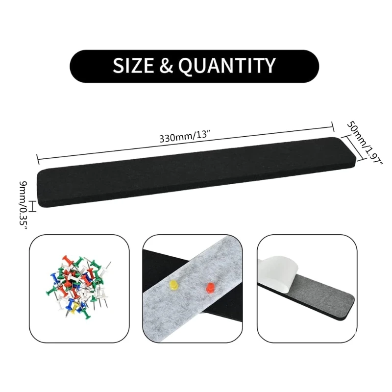 8 Pcs Self-Adhesive Felt Pin Board Bar Strips for Home Bulletin Board Bar Strips N58E images - 6