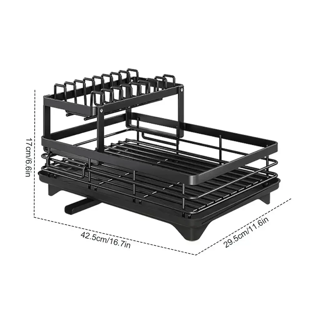 thumbnail image 1 of Dish Drying Rack Kitchen Adjustable Stainless Steel 2 Tier Plates Organizer Dish Bowl Drainer Storage Rack Kitchen Storage Tools, 1 of 5