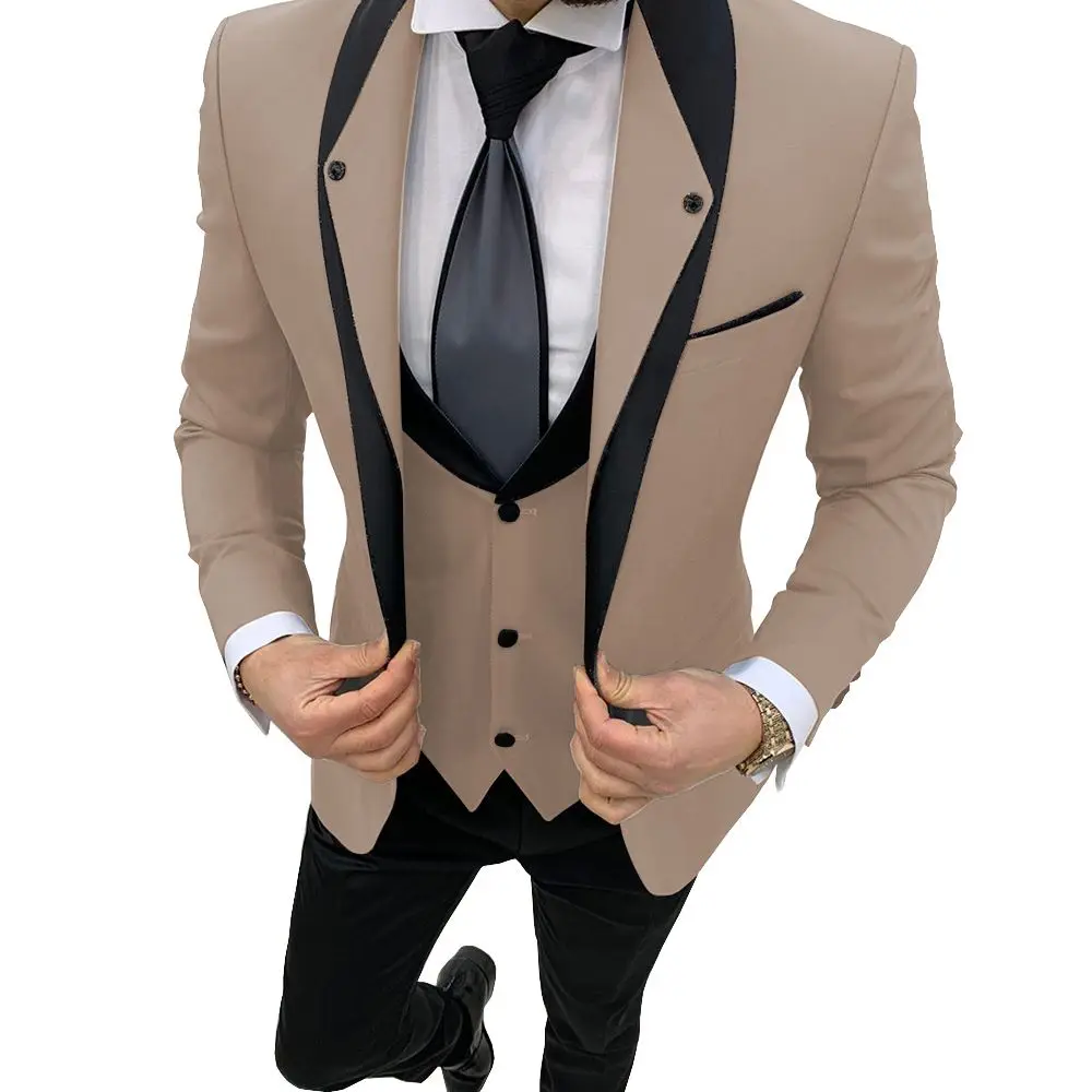 

Men's Suit Jacket Vest Pants Fashion Boutique Casual Business Male Groom Wedding Tuxedo Dress 3 Pieces Set Blazers Coat