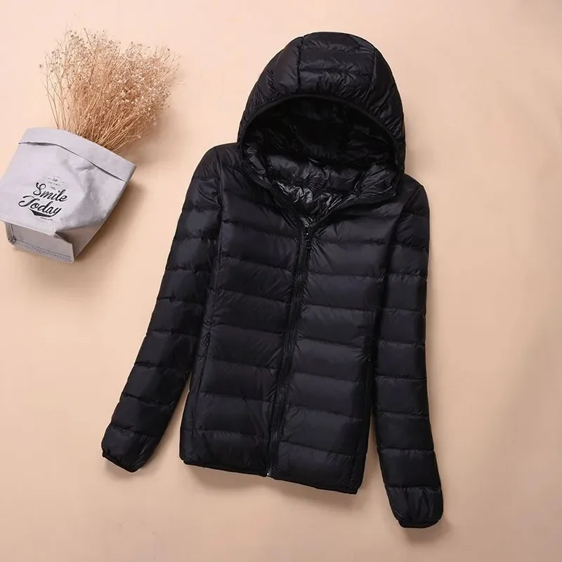 Down Jacket Women's Short Autumn Winter New Parkas Stand-UP Collar Hooded Warm Cotton Padded Coat Large Size Outcoat Ladies Tops 3