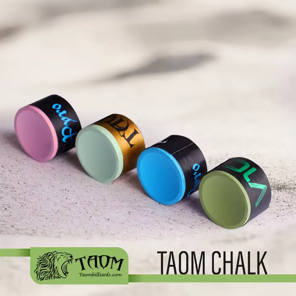 TAOM Chalk V10/Pyro Billiard Round Chalk Blue/Green/Pink Colors ...