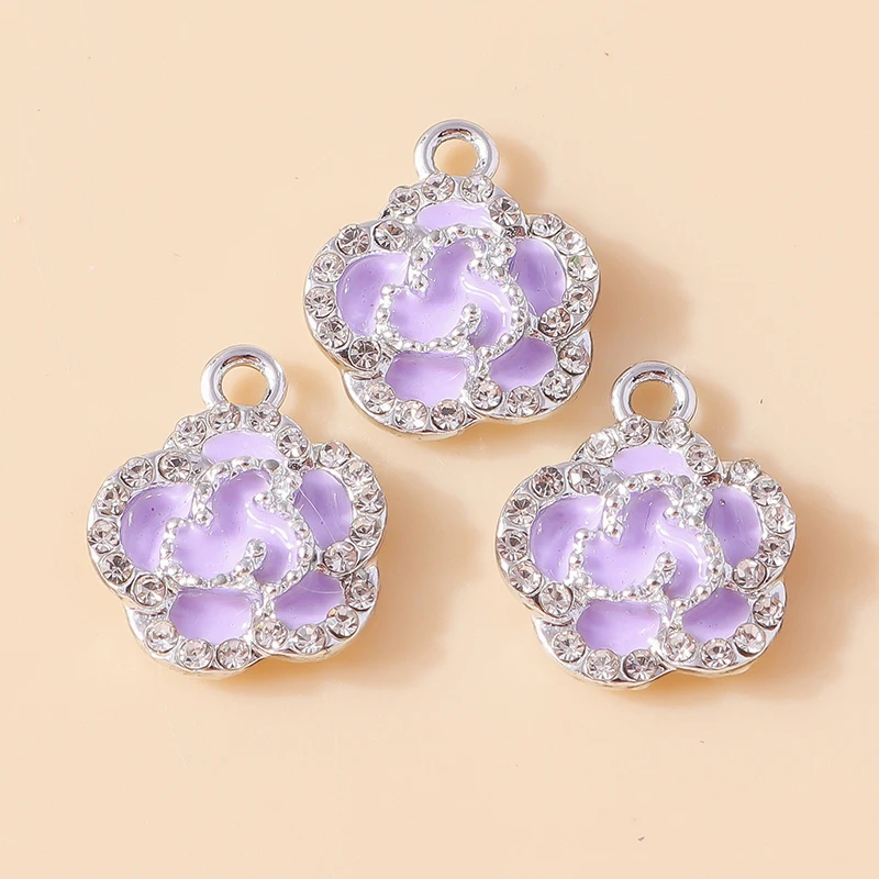 Leslie 10 Stück 14 x 17 mm glänzende Kristall-Rosenblüten-Anhänger, schillernde Anhänger für Ohrringe, Halsketten, Damen-Schmuckherstellung, Zubehör – Detail 9
