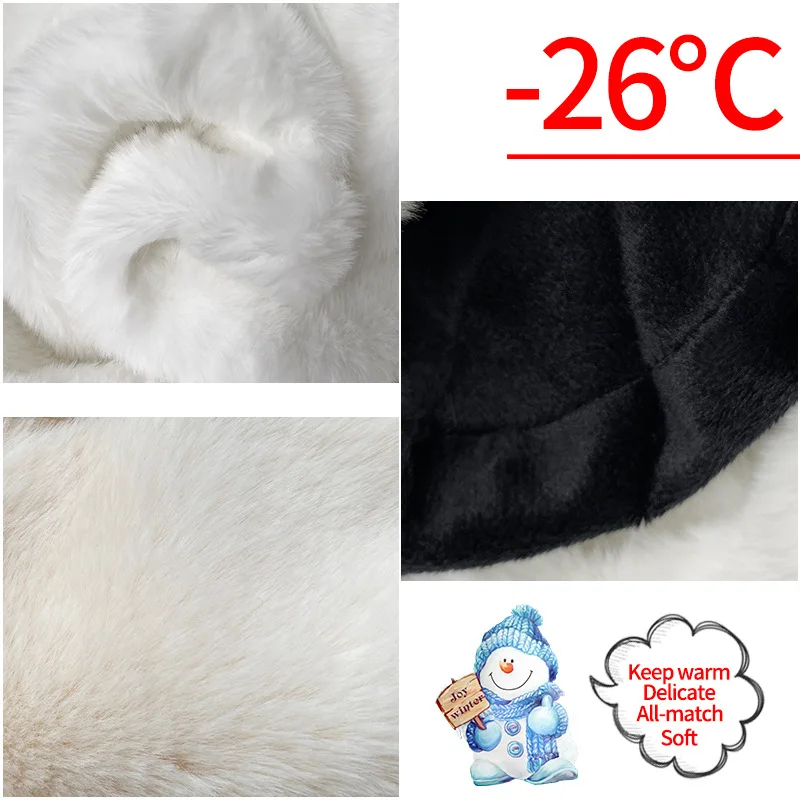 Winter Plush Bucket Hats for Women Outdoor Thick Warm Panama Cap Solid Leopard Soft Faux Fur Lady Girls Fisherman Sun Hats Hot