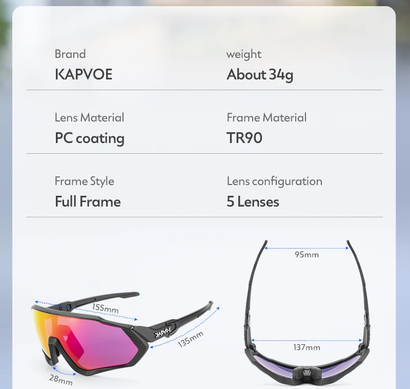 KAPVOE MTB Straße Fahren Fahrrad Radfahren Polar Wong Sonnenbrille Outdoor Sport Brille UV400 Fahrrad Radfahren Brille Wandern Brillen – Detail 15