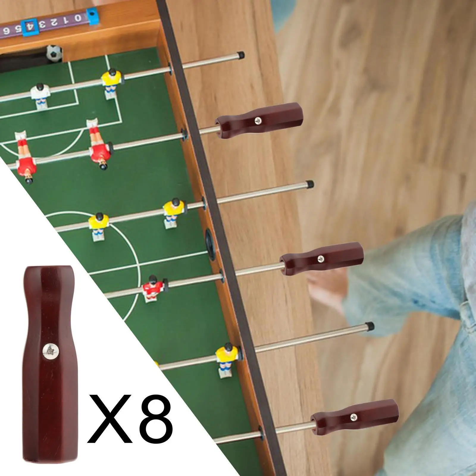 8Pcs Soccer Table Handles Foosball Table Rod End Caps Foosball Handle Grips Wooden