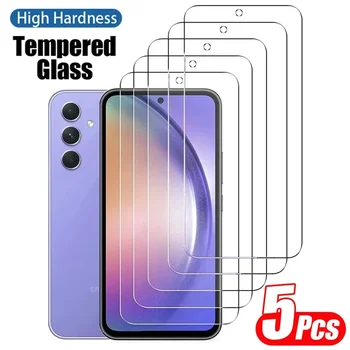5PCS Tempered Glass Screen Protector For Samsung Galaxy S20 S21 S23 FE A51 A52 A53 A54 A55 A33 A73 A13 A14 A15 Protection Glass