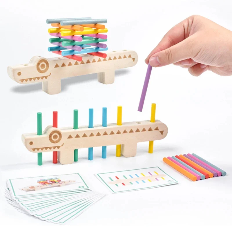Montessori Color Matching Sensory Toys Wooden Balance Stick Fine Training Game Puzzle Toy For Boys Girls Birthday Christmas Gift 5