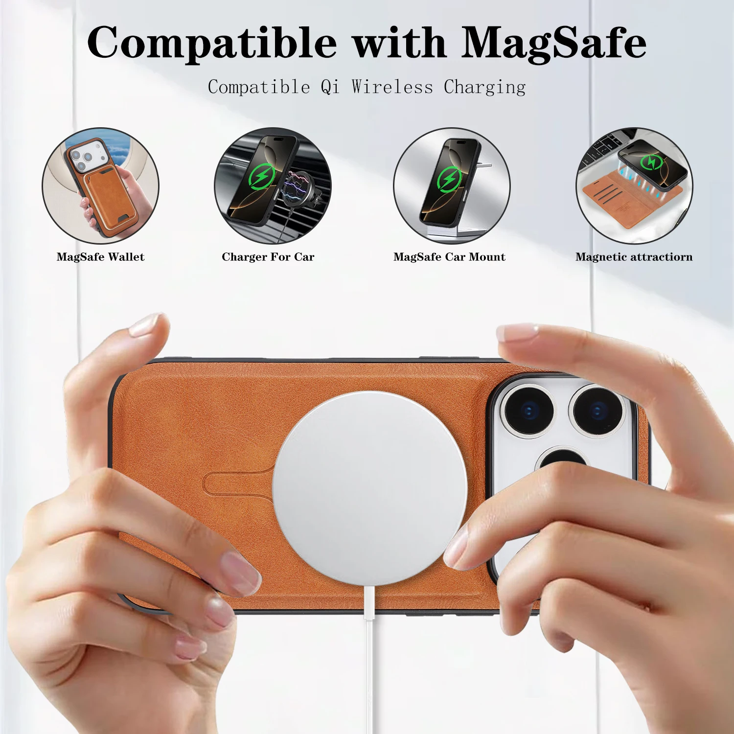 Luxurious 2-in-1 Detachable Wallet Case with Wireless Charging Compatibility - Premium Faux Leather Flip Design