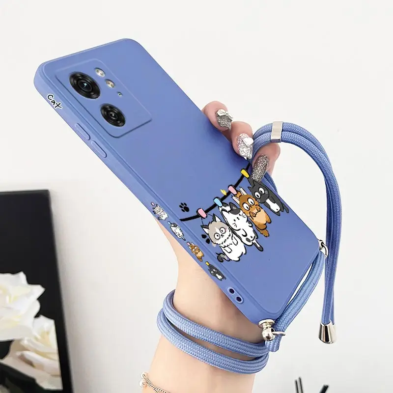 EDGE40 Four Little Cats Silicone Lanyard Phone Case