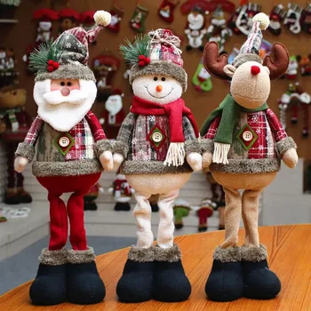 3PCS Christmas Decorative Christmas Dolls Reindeer Snowman Santa Claus Standing Doll New Year Ornament Christmas Merry Christmas 1