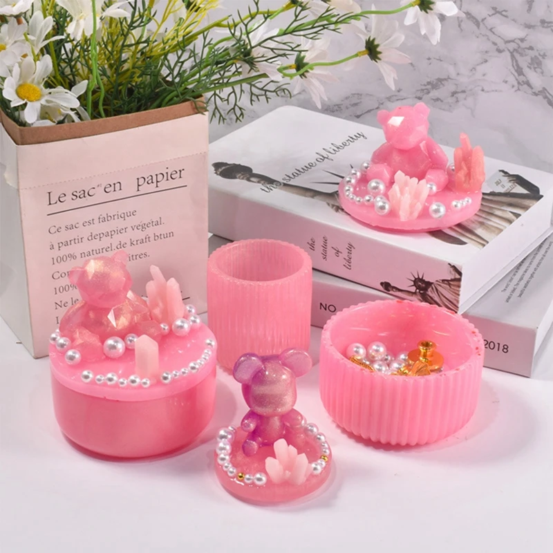 Description Picture 6 of itemSilicone Mould Candle Holder With Lid Candle Jar Cement Plaster Mini Flower Pot Mold DIY Concrete Wax Box Mould Home Crafts