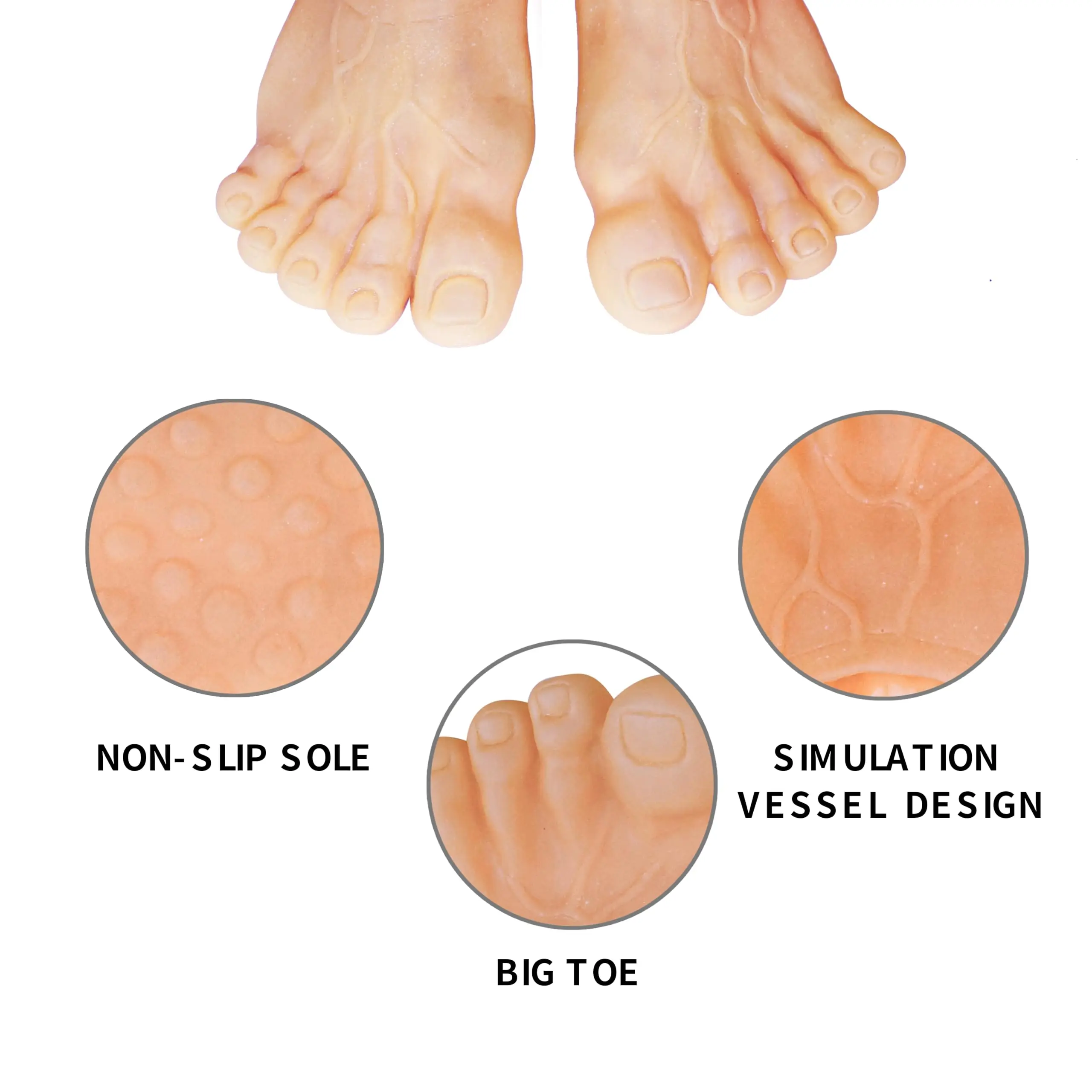 Funny Foot slippers-Barefoot slippers Novelty plastic clothing Toe shoes Big Foot photo men's and women's clothing accessories
