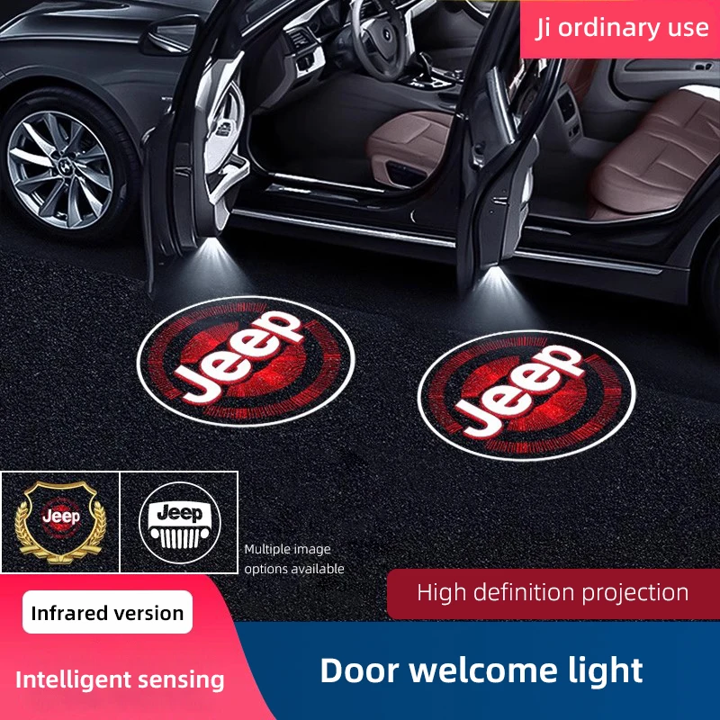 HD Led Willkommen Licht Auto Tür Projektor Lampen Für Jeep Grand Cherokee Wrangler JK Gladiator Kompass Renegade Patriot Liberty