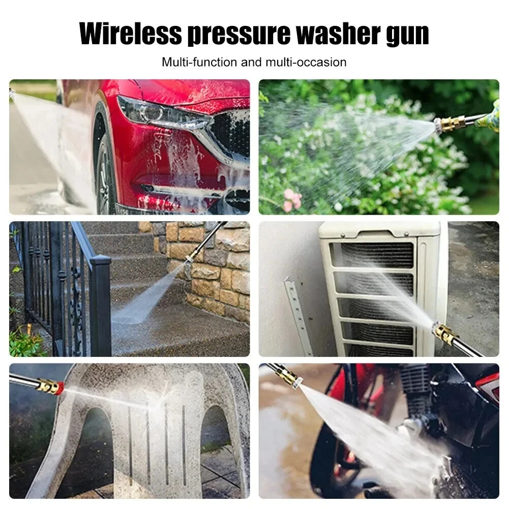 60BAR Wireless High Pressure Car Wash Water Gun Car Washer Self Priming Sustain 300W For Auto Home Garden Cleaning Car Washing 6