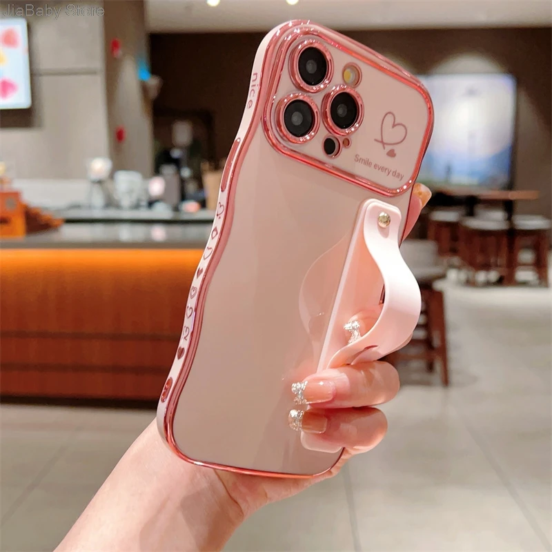 Glitter Camera Protection Luxury Jellewed Heart Holder Liquid Soft Phone Case For iPhone 11 12 13 14 15 16 Plus Pro Max Cover_voghion.com