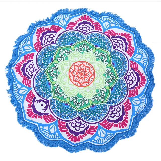 Yoga Mat Chakra Beach Towel Tassel Toalla Mandala Tapestry Sunblock Round Cover-Up Bath Towel Lotus Bohemian  150cm 5