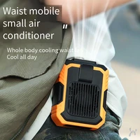 Ventilateur portable et compact à accrocher à la ceinture, avec 3 niveaux de puissance et éclairage d'urgence, peut servir de batterie externe. 4