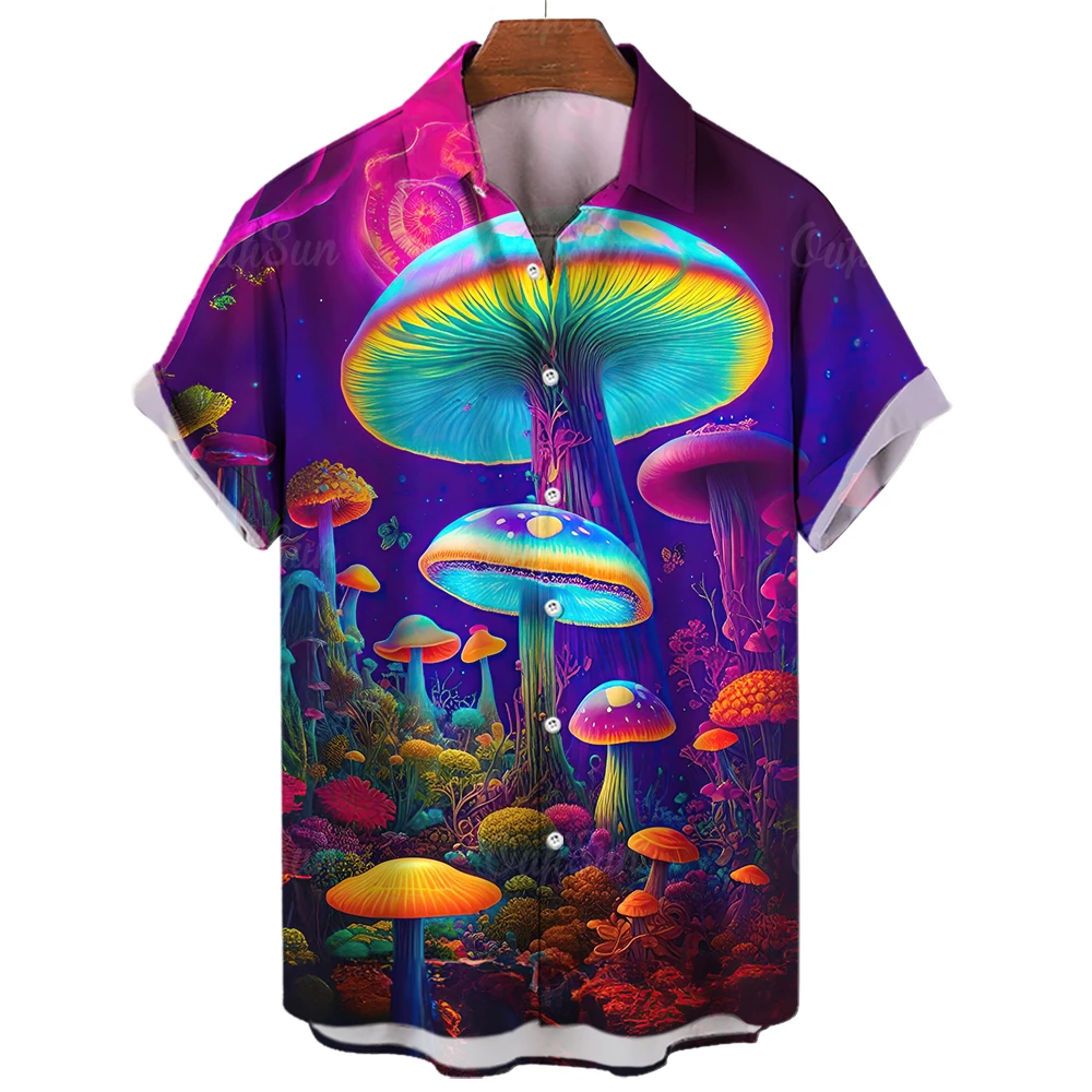 

Summer Shirt For Men 3d Fantasy Mushroom Print High-Quality Men'S Clothing Daily Casual Short Sleeve Shirt Beach Hawaiian Shirts