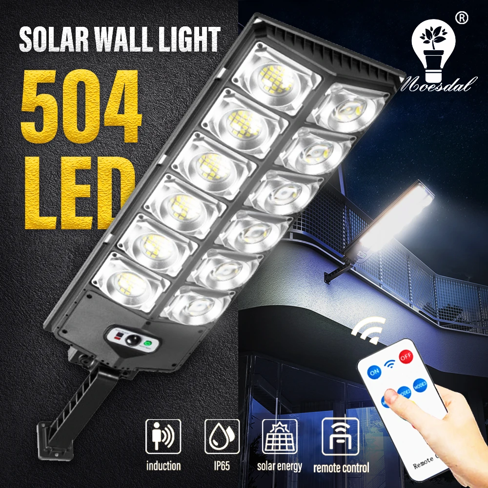 504LED Solar Light Outdoor IP65 Waterproof Super Bright Street Light with Remote Control Motion Sensor Street Garden Wall Light led solar garden lights
