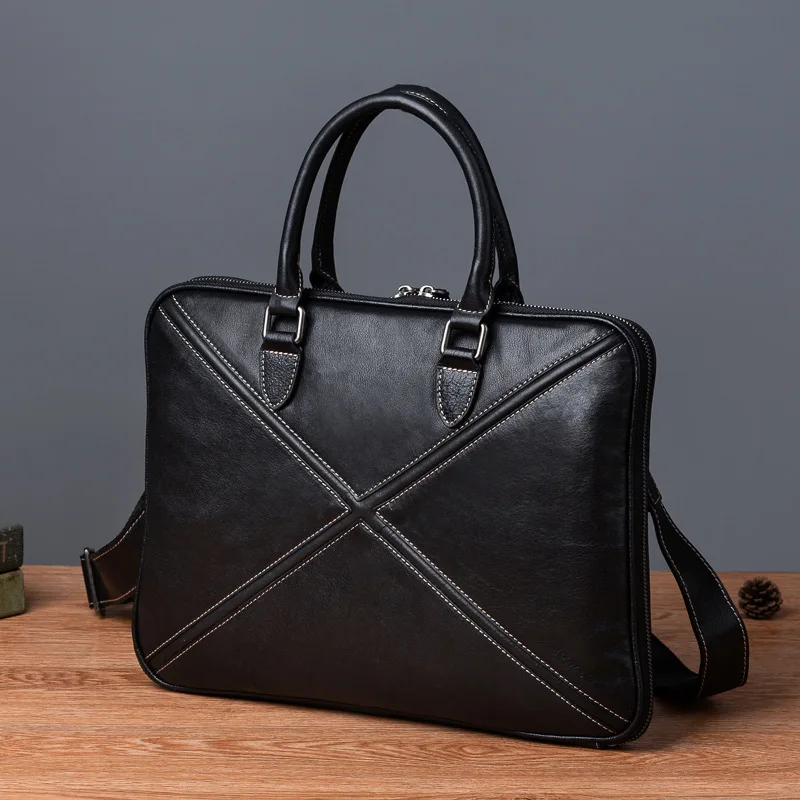 Genuine Leather Briefcase Bag for Men Laptop Husband Handbag Designer  Folder for A4 Documents Office Work Storage Attache Case - AliExpress
