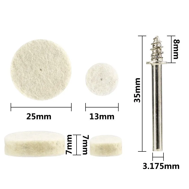 XCAN Wool Polish Disc Set 50/58/73/76/90PCS Wool Polish Wheel Abrasive Buffing Wheel for Dremel Rotary Tools