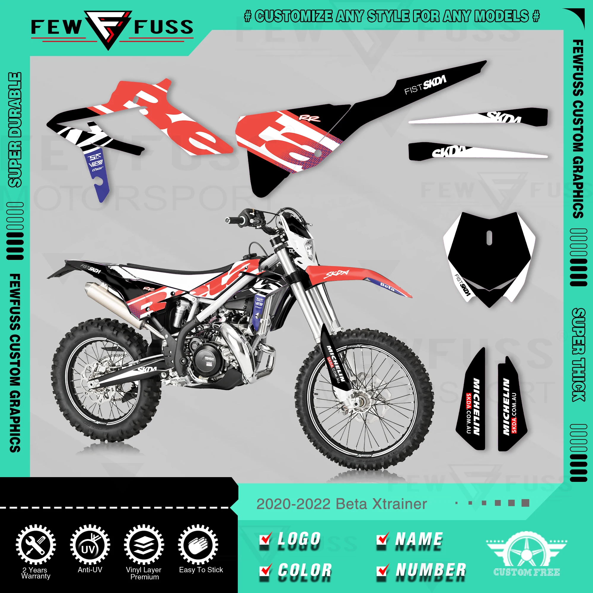 

FEWFUSS Custom Team Graphic Decal & Sticker Kit For BETA Xtrainer 2020 2021 2022 007