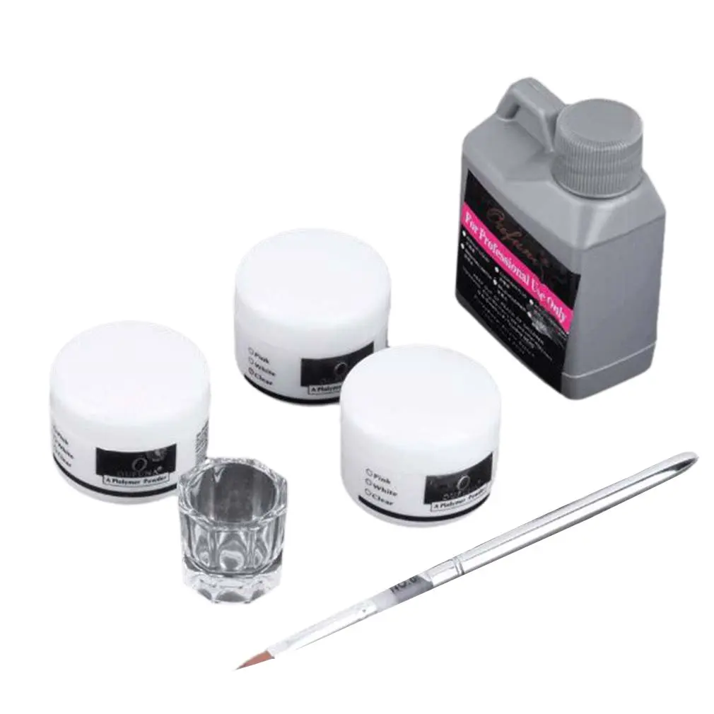 6 Pcs Portable Nail Art Tool Kit Set Crystal Powder Acrylic Liquid Dish Nail Art Pen Set For DIY Magic Polish Manicure