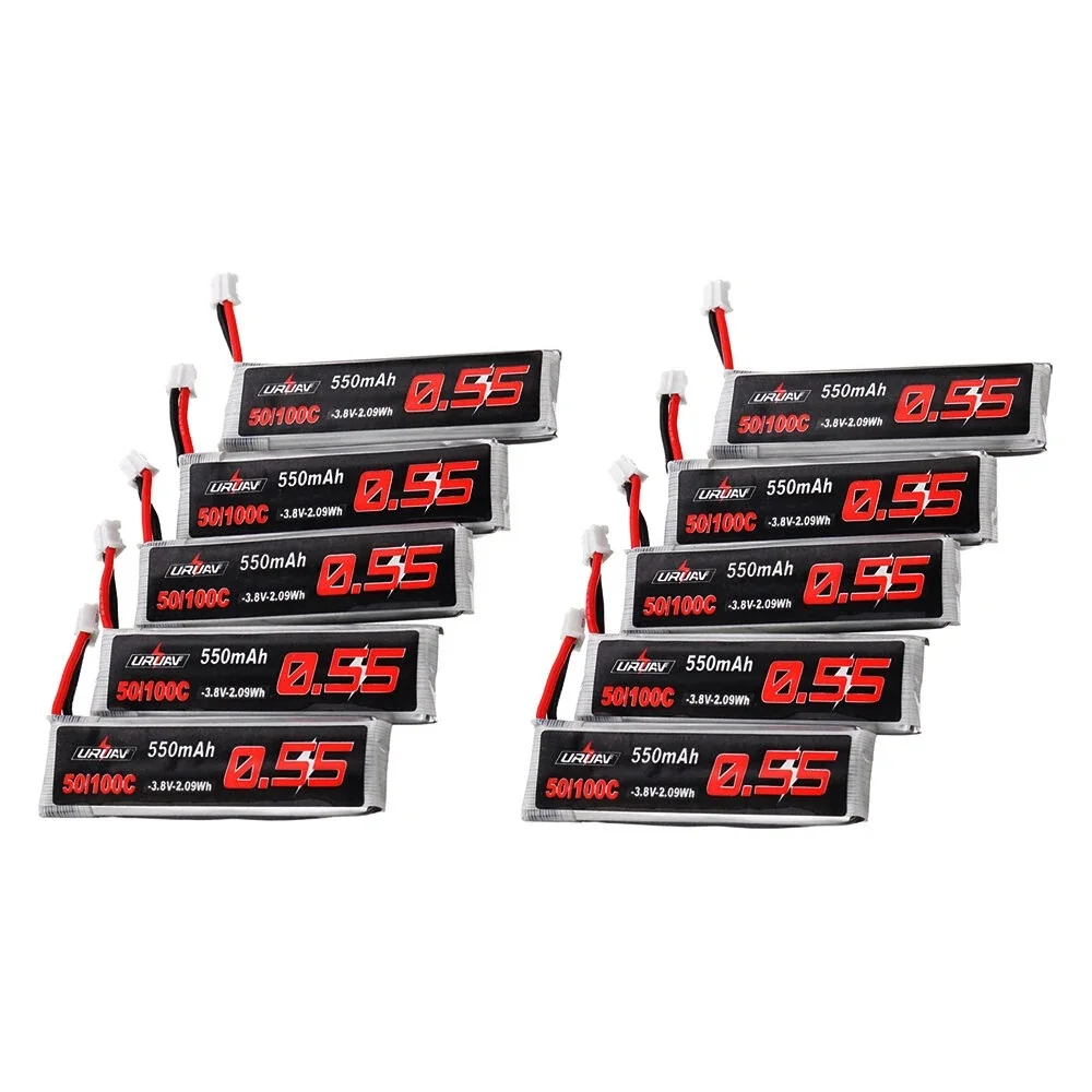 URUAV Emax Tinyhawk Kingkong LDARC TINY용 Lipo 배터리, 3.8V, 550mAh, 50/100C, 1S HV, 4.35V, PH2.0, 10 개