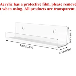 Acrylic Wall-Mounted Vinyl Record Holder - Clear Floating Display Shelf (7 Inches)