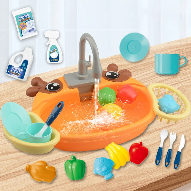 Kids Pretend Play Kitchen Sink & Dishwasher Toy Set