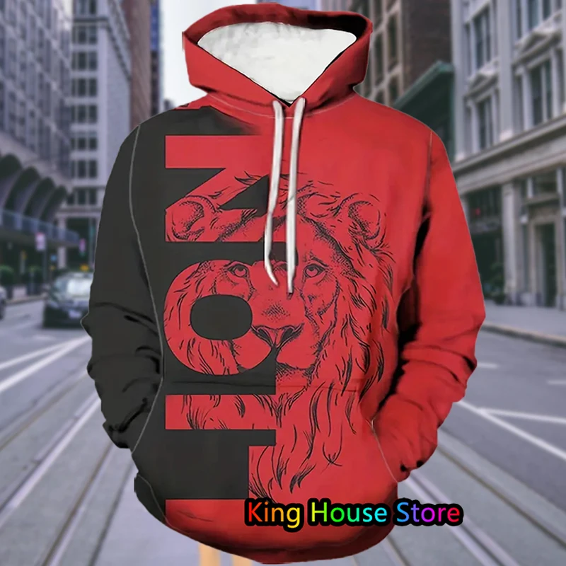 Autumn Fashion Hoodie 3D Printed Fashion Men's Lion King Hoodie Harajuku Streetwear Pullover Sweatshirt Casual Tracksuit Hoodie