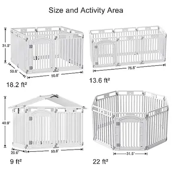 Foldable Pet Playpen with Door 6-Panel Small Dog Fence Easy Assemble Indoor Outdoor 2
