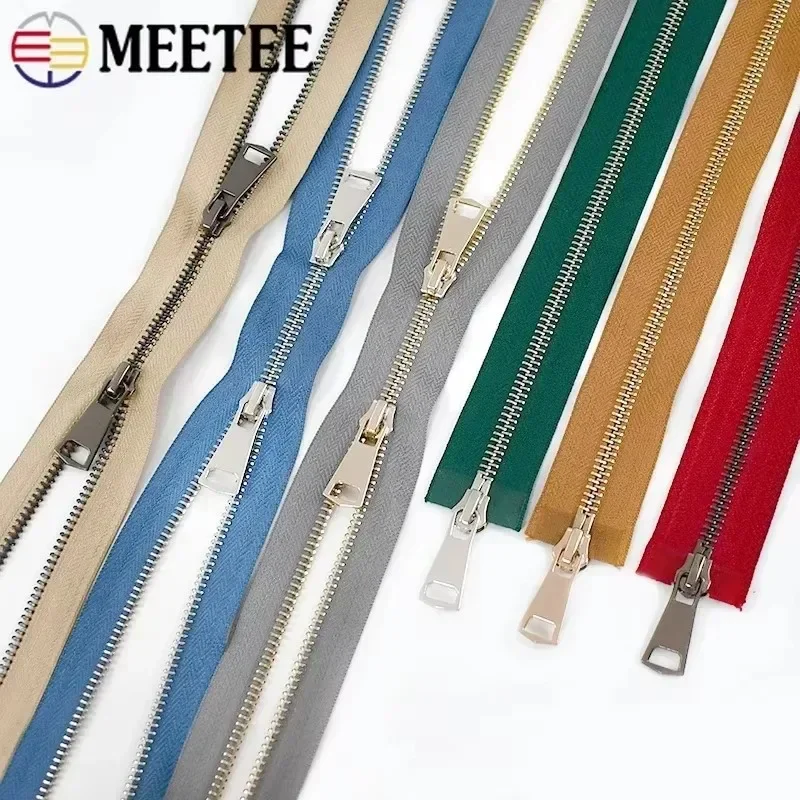 Premium Metal Double-Slider Open-End Zippers for Jackets - Auto Lock Closure, Multiple Lengths Available