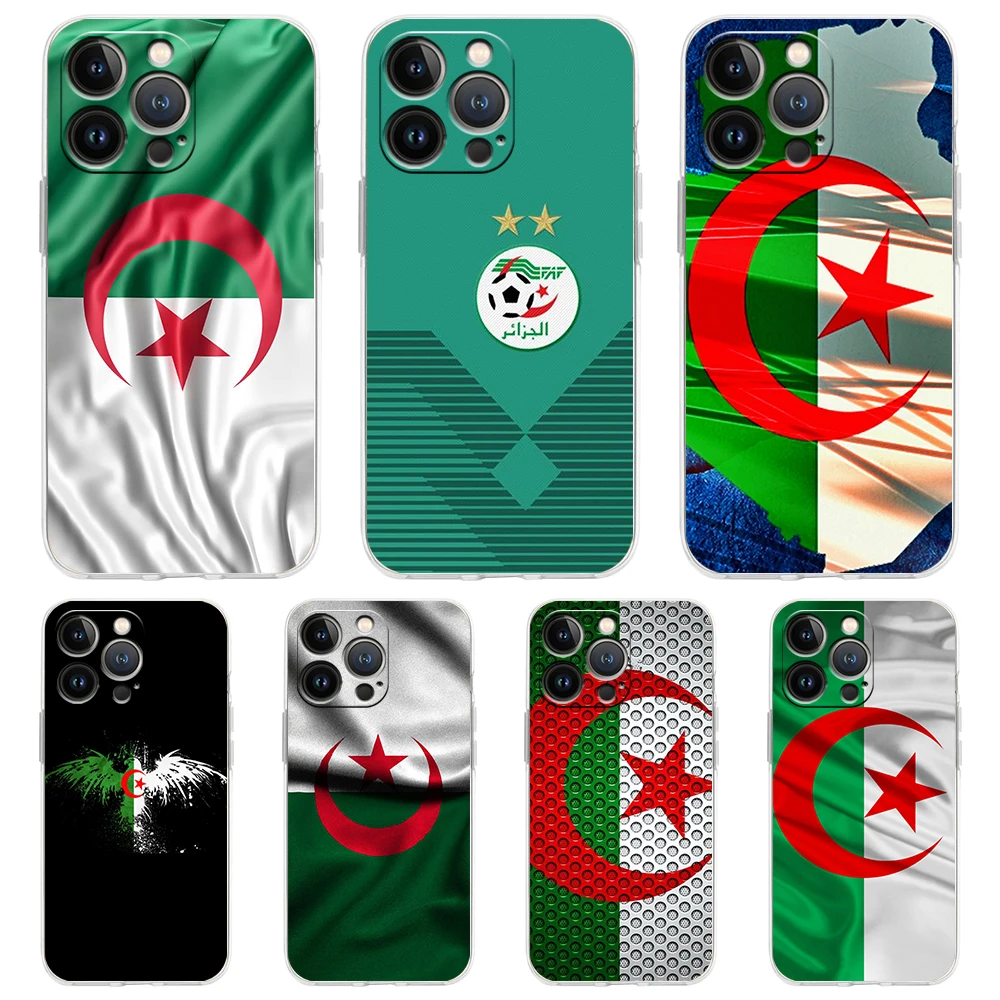 Bandiera Algeria Custodia Trasparente Per Telefono Custodia Per Iphone 15 14 13 12 11 Pro Max X Xs Max 14 7 8 Plus Soft Shell Antiurto Funda