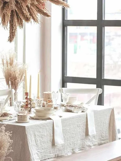 Nappe de Table rectangulaire en coton, 1 pièce, élégante, Style Manor, blanche, pour mariage, noël, maison, salle à manger 3