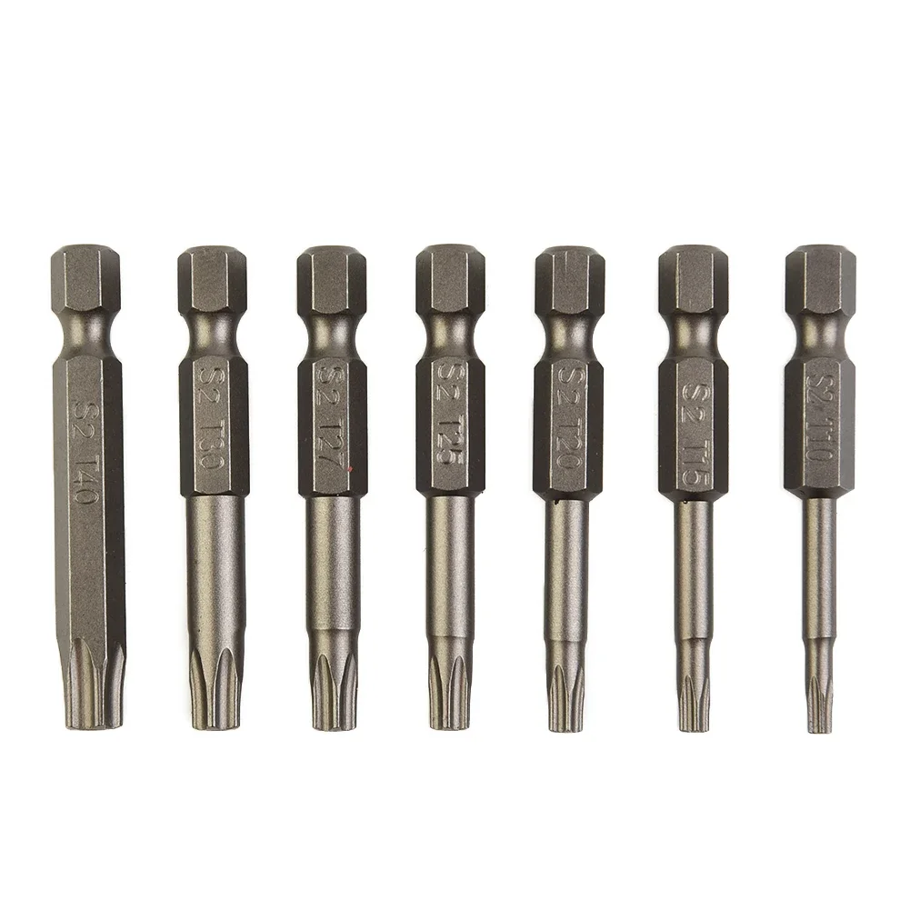 

7Pcs 50mm Star Drill Bits Screwdriver Torx Bit Set 1/4"Hex Shank Magnetic Screwdriver Wrench Five-pointed T10-T40 Hand Tool Kit