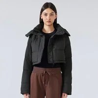 Lemon Wunder Puff Hooded Down Jacket Women's Detachable Hooded All-match Jacket Windproof Waterproof Sport Top 2