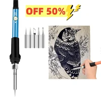 Wood Burning Kit Wood Burning Tool Adjustable Temperature 200~450 ° Pyrography Kit For Adults Beginners 60W Electric Soldering 1