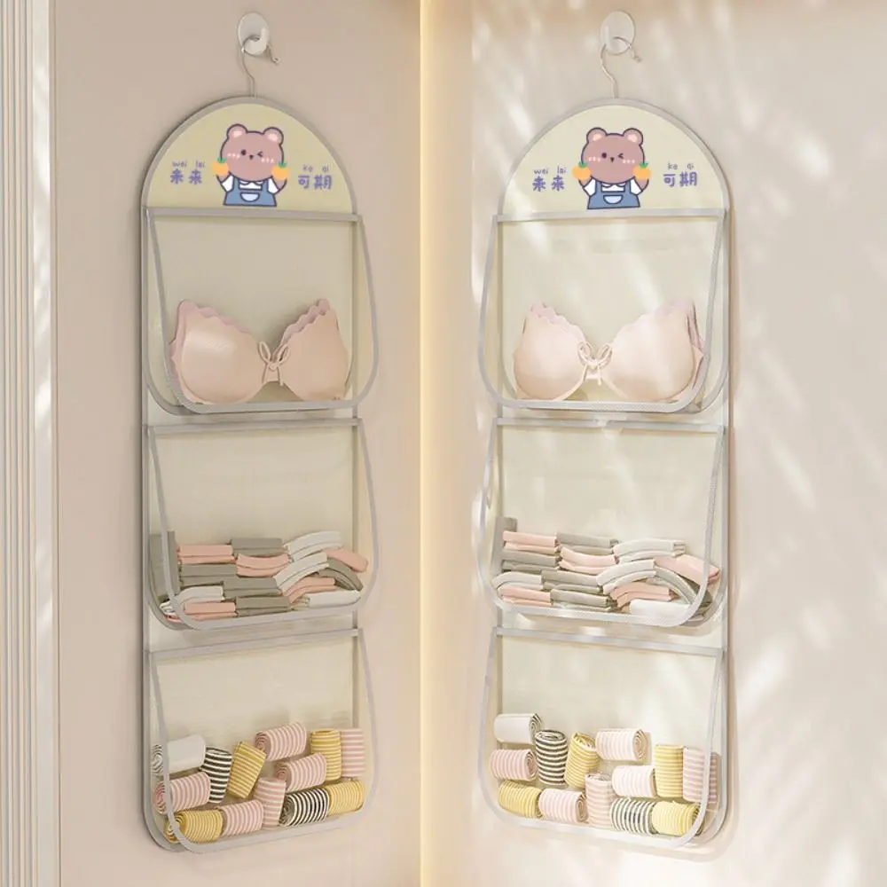 Multi-layer Hanging Storage Mesh Bag Wardrobe Organization Artifact Large Capacity Socks Storage Bags Multi-function Panda 5