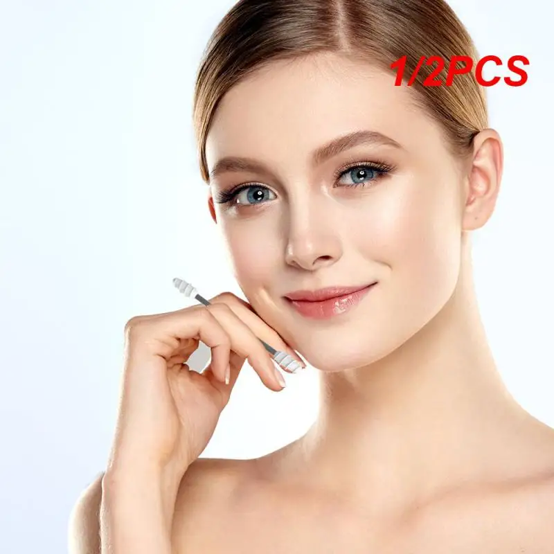 

1/2PCS set Reusable Silicone Cotton Swab Stick Ear Spoon Stick Do Not Turn Around Makeup Cotton Swab Silicone Cleaning Stick