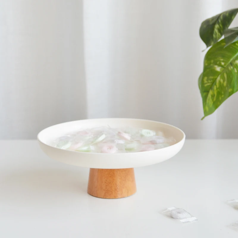 Trinket Dish Decorative Tray Breadbasket Wooden Tableware Snack Perfume Fruit High Foot Tray Multifunctional Kitchen Organizer