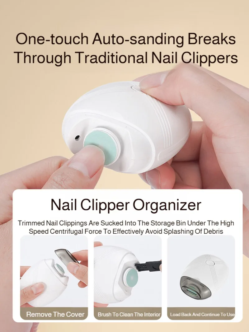 Electric Nail Trimmer Rechargeable Cordless Safe Design For Newborns Baby Nail Care Kit Automatic Nail Grinder_voghion.com