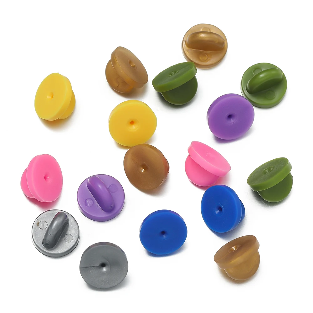50 Stück PVC Pin Backs Verschluss Brosche Bukle Button Verschluss Pin Back Stopper Squeeze Abzeichen Halter DIY Schmuckherstellung Zubehör – Detail 1