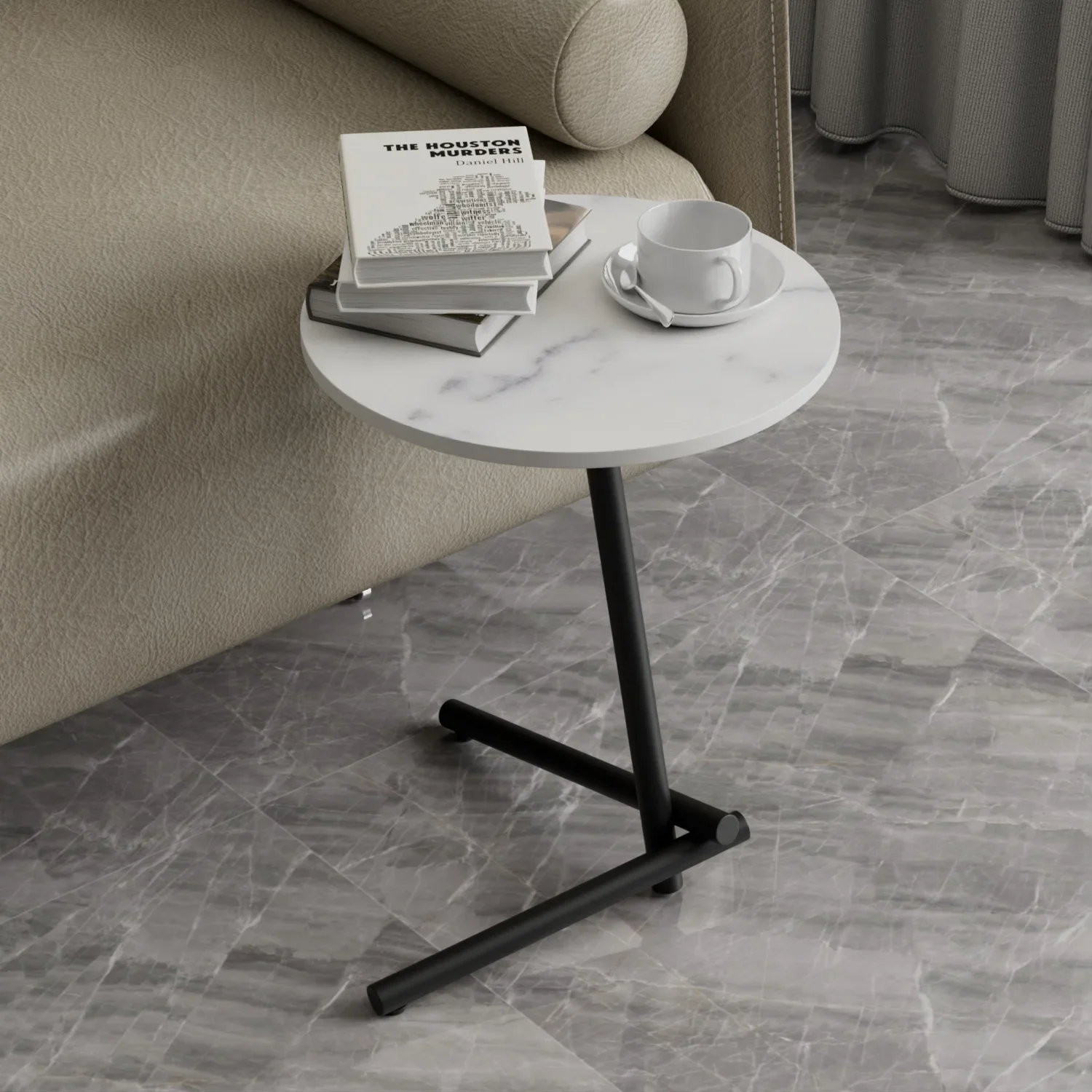 

Каменная тарелка для дивана, Маленький журнальный столик, прикроватный столик, простой домашний прикроватный столик, прикроватный столик для гостиной, круглый столик Ziyang, Тайбэй